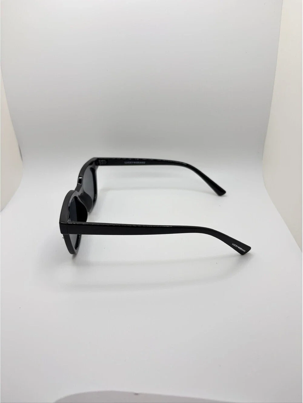 Lucky Brand LB59013 Square Rivet Sunglasses Shiny Black Frame Gray Lens